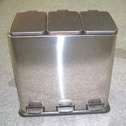 3 compartment pedal bins