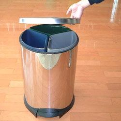 3 compartment round pedal bin