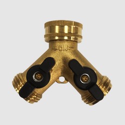 Y Brass Dual Shut-Off Garden Hose Connector