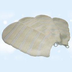 cotton striped massage mitt 