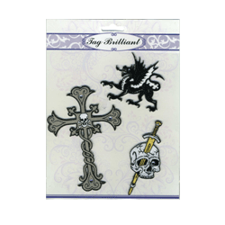 cross & skull embroidered sticker pack