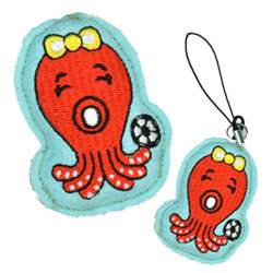 embroidered emblems octopus cell phone strip 