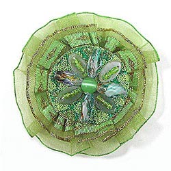 flower motif ribbon with acrylic stone 