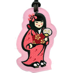 geisha embroidered luggage tags