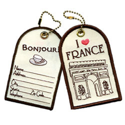 i love france embroidered luggage tags 