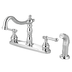 two handle kitchen faucet with side spray