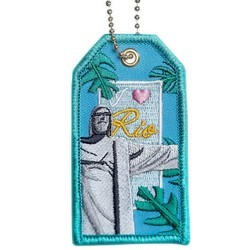 embroidered luggage tag