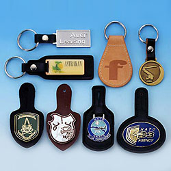 leather keyring with emblems 