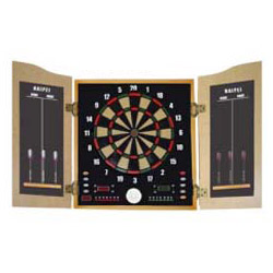 led safety electronic dartboard and cabinet set 