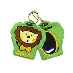 lion embroidered luggage tag