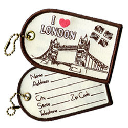 london embroidered luggage tags