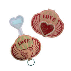 love embroidered key holder 