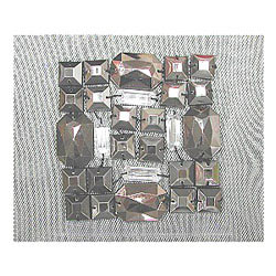 mesh motif ribbon with plastic and acrylic stone 
