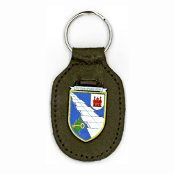 metal badge leather frog keyring