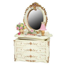 miniature dressing table with music and drawers 