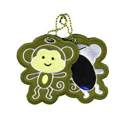 monkey embroidered luggage tag