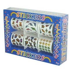 novelty items 6 rolls sticker box 