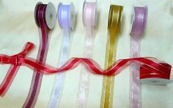 organza satin edge with metallic line 