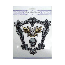 stylish skull embroidered sticker package 