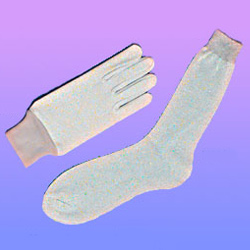 thermal lurex metallic glove sock line 