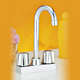 two metal handle bar faucets 