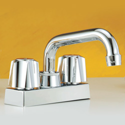 two metal handle laundry faucets 