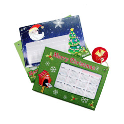 x'mas embroidered calendar card